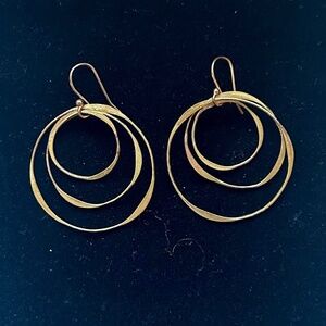Anthropologie Gold Triple Hoop Dangling Earrings, OS
